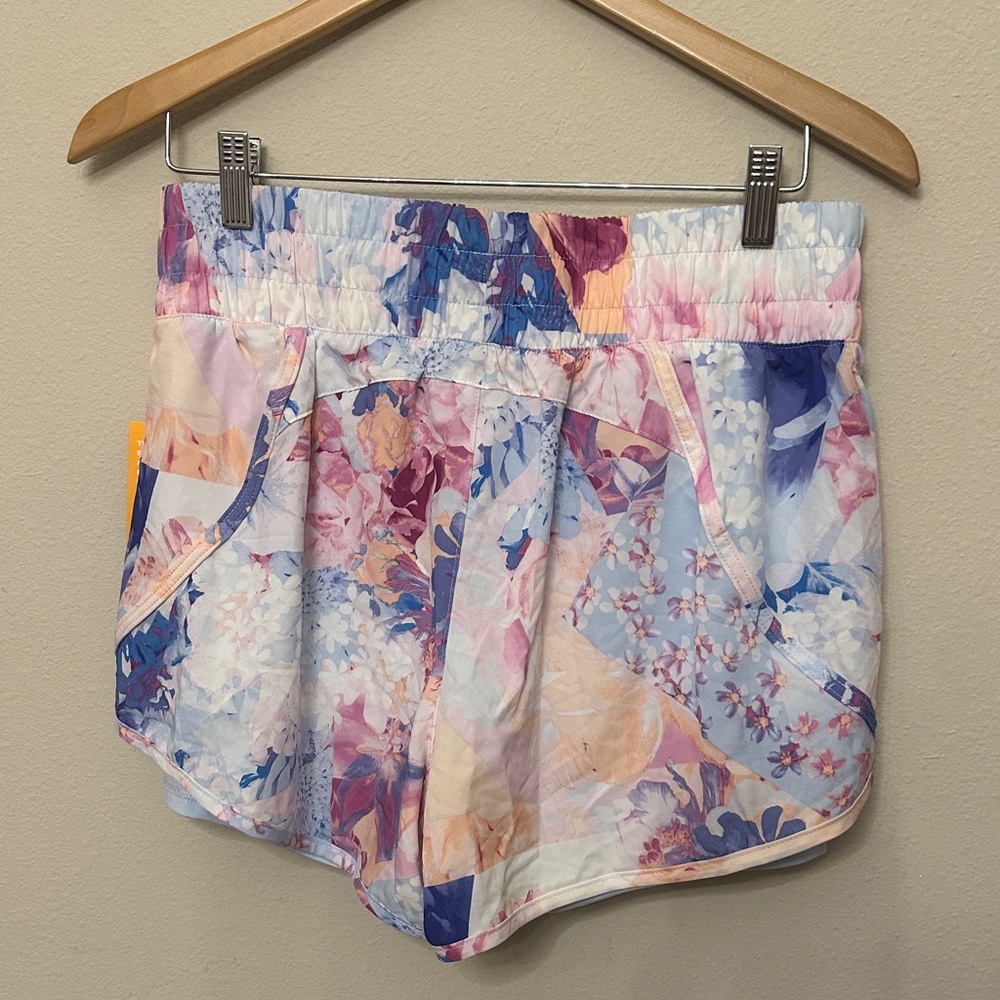 Floral Running Shorts with Built-In Liner - Pink & Blue - Picture 5 of 7